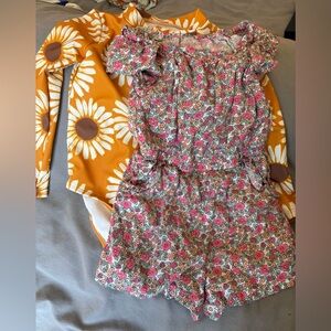 3T Summer Set EUC Carter’s swimsuit and Cat and Jack Romper
